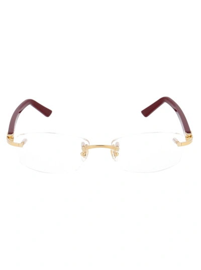 Cartier Ct0048o Glasses In 006 Gold Burgundy Transparent