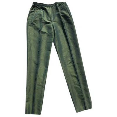 Pre-owned Etro Silk Trousers In Green
