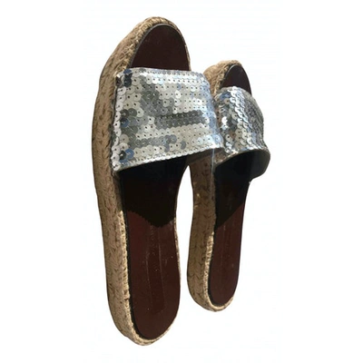 Pre-owned Marc Jacobs Glitter Mules In Silver
