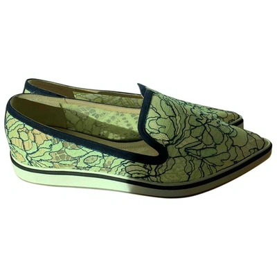 Pre-owned Nicholas Kirkwood Cloth Flats In Green