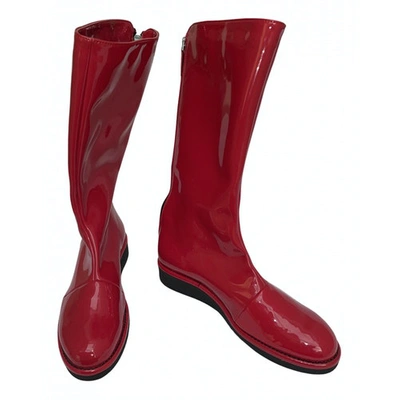 Pre-owned Emporio Armani Red Patent Leather Boots
