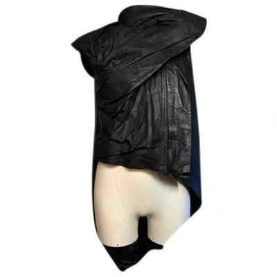 Pre-owned Rick Owens Leather Cardi Coat In Black