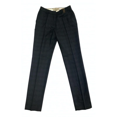 Pre-owned Paul Smith Linen Straight Pants In Navy