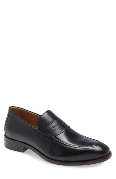 Johnston & Murphy Alcott Penny Loafer In Black Full Grain