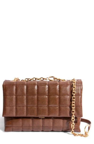 House Of Want We Step Up Vegan Leather Shoulder Bag In Chocolate Lizard