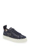 Chloé Lauren Logo Lace Platform Sneaker In Blue Lagoon