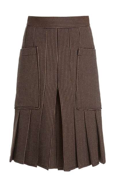 Victoria Beckham Pleated Checked Culottes In Plaid