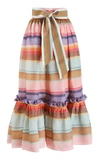Zimmermann The Lovestruck Ruffled Striped Silk-organza Midi Skirt In Stripe
