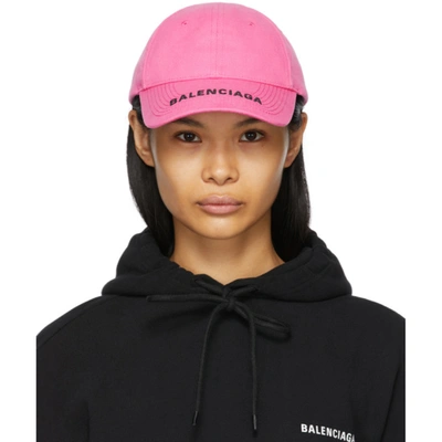 Balenciaga Organic Cotton Logo Cap In Pink & Purple