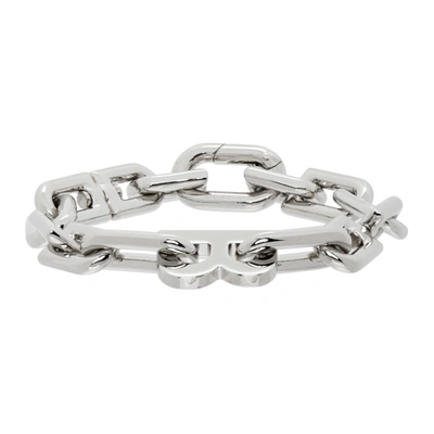 Balenciaga Silver Thin B Chain Bracelet In 0926 Shiny