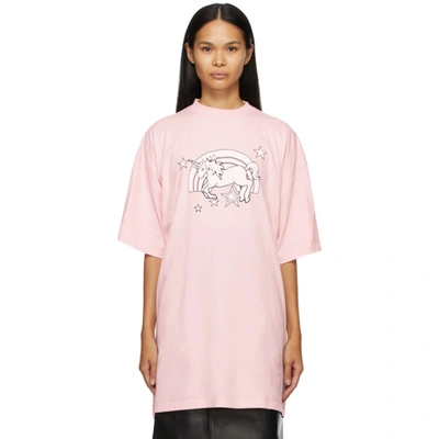 Vetements Magic Unicorn-print Cotton-jersey T-shirt In Pink