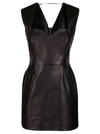VERSACE VERSACE LEATHER FITTED MINI DRESS