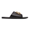 Balenciaga Oval Bb Logo-embellished Leather Slides In Black