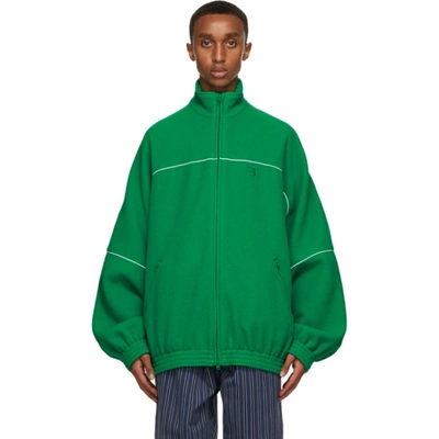 Balenciaga Logo Oversize Polar Fleece Track Jacket In Green