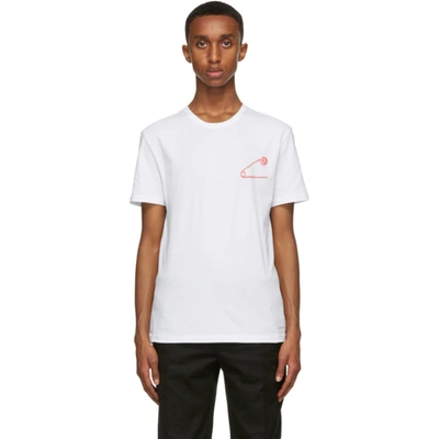 Alexander Mcqueen White Safety Pin Skull T-shirt