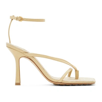 Bottega Veneta Beige Raffia Stretch Heeled Sandals