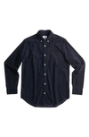 Nn07 Levon 5722 Flannel Button-down Shirt In Navy Blue