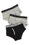 Calvin Klein 3-pack Cotton Spandex Briefs In Black/ Heather Grey