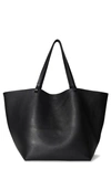 The Row Extra Large Park Leather Tote In Black
