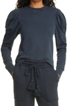 Ulla Johnson Puff-sleeve Sweatshirt In Onyx