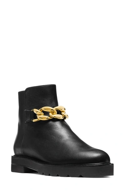 Stuart Weitzman Lift Chain Leather Combat Boots In Black