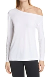 Norma Kamali Long Sleeve Drop Shoulder Top In White
