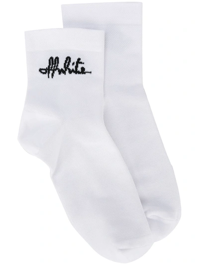 Off-white Logo Signature Ankle Socks In White