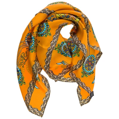 D'este Women's Silk Foulard Scarf Corona In Orange