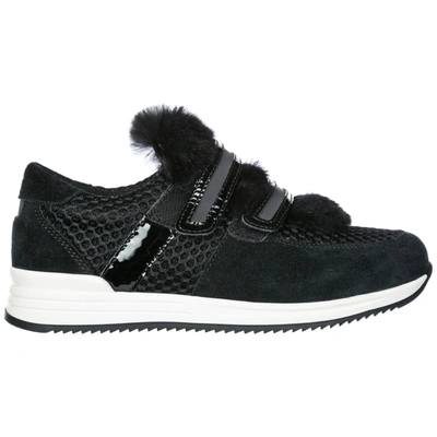 Dolce & Gabbana Girls Shoes Child Suede Leather Trainers In Black
