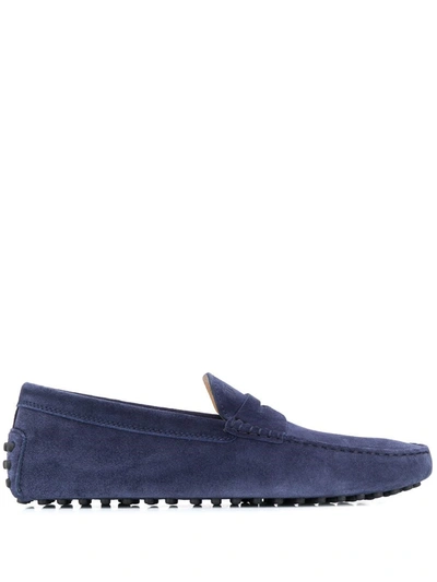 Tod's Gommini Leather Driving Loafers In Blue