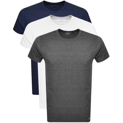 Lyle & Scott 3 Pack Crew Lounge Tshirts In White Charcoal And Navy-multi
