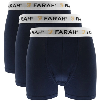 Farah Vintage Hamill 3 Pack Boxer Shorts Navy