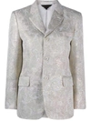 Comme Des Garçons Floral Patterned Buttoned Blazer In Golden