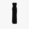 Monot High-slit Strapless Tube Gown In Black