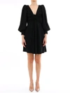 Celine Acetic Acid And Viscose Fiber Knit Dress With Long Sleeves In Black