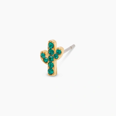 Single Stud Cactus Charm Stud Earring In Gold/catcus