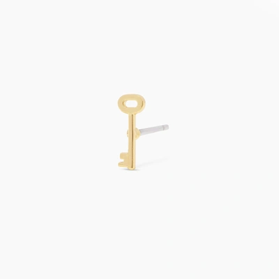 Single Stud Key Charm Stud In Gold Plated Brass, Women's In Gold/key By