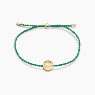 Chakra Heart  Coin Bracelet In Gold Plated Brass, Women's In Gold/green