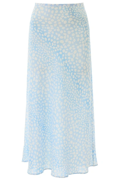 Rixo London Kelly Printed Bias-cut Silk Midi Skirt In Ombre Bleu Leopard