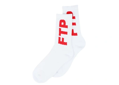Pre-owned Ftp  Logo Socks White/red