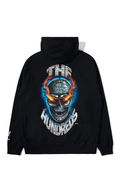 Pre-owned The Hundreds  X Wwe Austin Pullover Hoodie Black