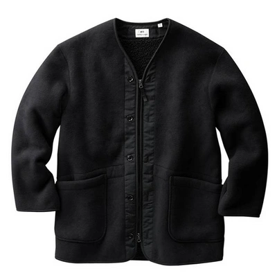 Pre-owned Uniqlo  X Engineered Garments Fleece Collarless Coat (us Sizing) Black