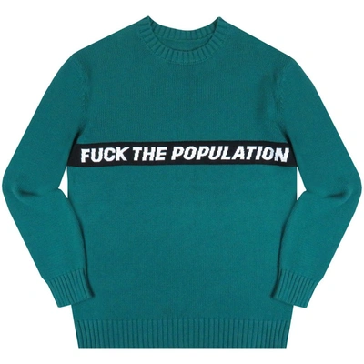Pre-owned Ftp  Spell Out Knit Sweater Green