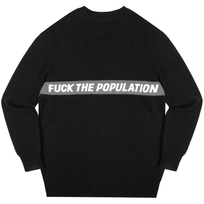 Pre-owned Ftp  Spell Out Knit Sweater Black