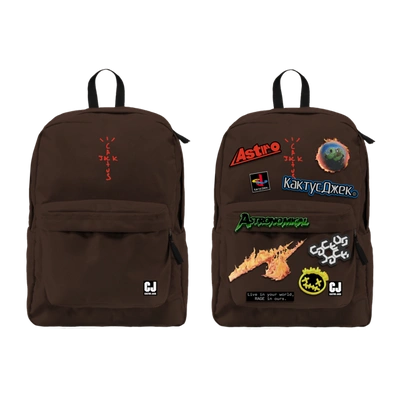 Pre-owned Travis Scott  Cactus Jack Backpack With Patch Set Brown