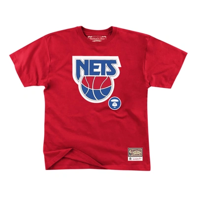 Pre-owned Aape X Mitchell & Ness New Jersey Nets Tee Red