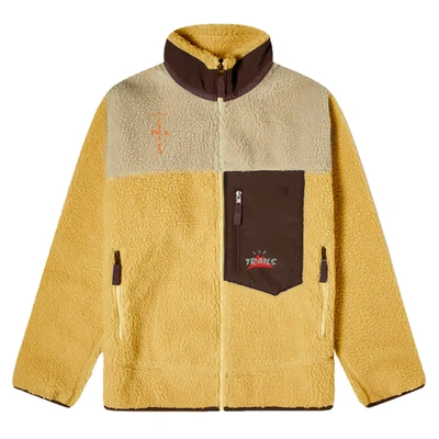 Pre-owned Travis Scott Cactus Trails Tri-color Full-zip Sherpa Jacket Gold/natural/brown