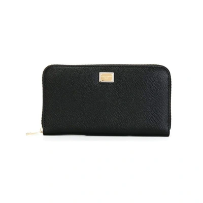 Dolce E Gabbana Sicily Wallet In Grained Leather In Black