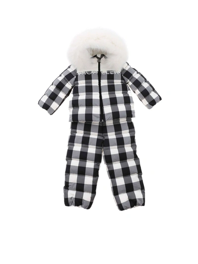 Moncler Genius Babies' Poppy Checked Tracksuit In Black And White