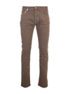 JACOB COHEN BEIGE LOGO PANTS IN LIGHT BROWN